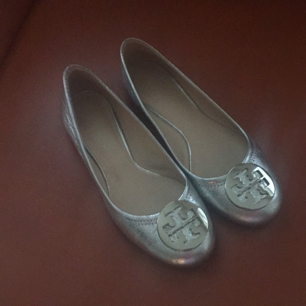 Tory Burch silver flats